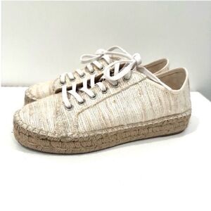 Aquatalia Flyn Cream low top lace up flatform espadrille sneakers 5 EUC